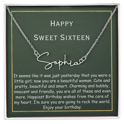 Signature Style Name Necklace, gift for daughter, sister, granddaughter, niece on her sweet sixteen birthday