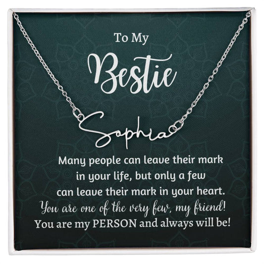 Signature Style Name Necklace, gift for Bestie, best friend, BFF, soul sister on her birthday, Thanksgiving, Christmas