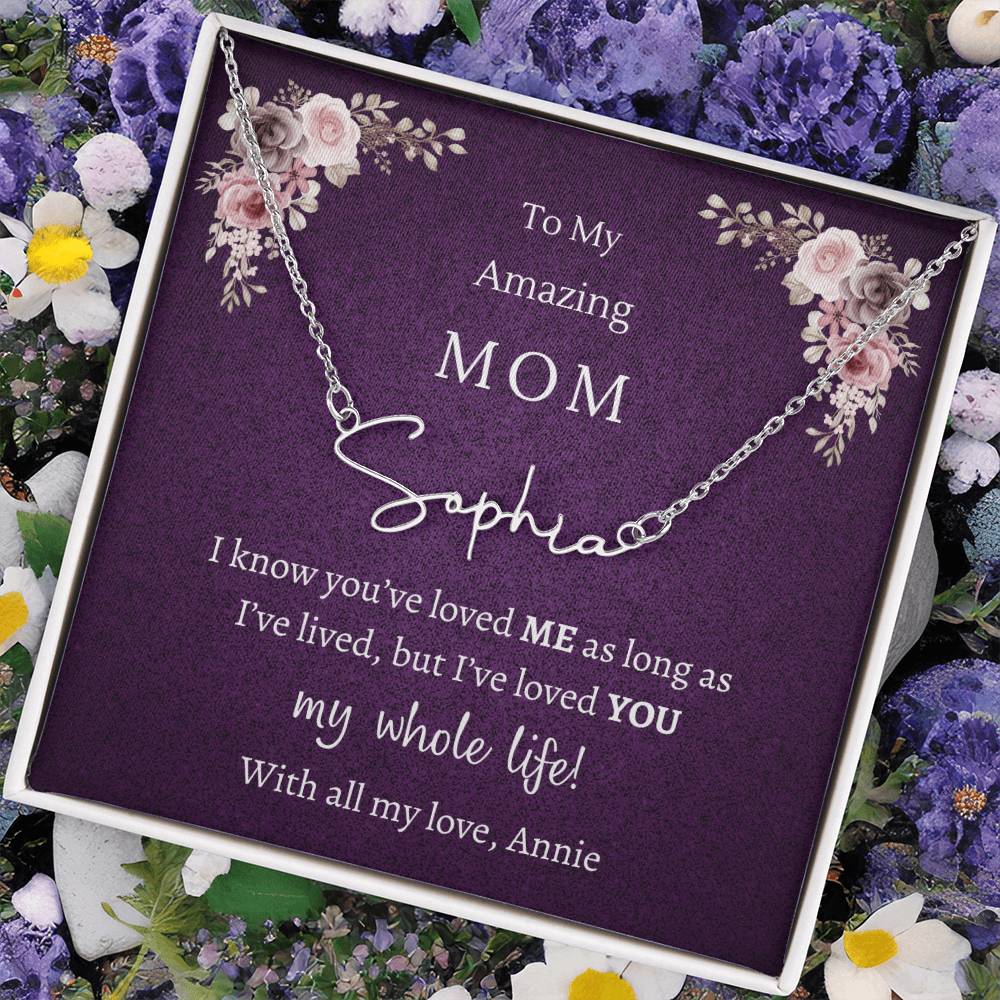 Signature Style Name Necklace, gift for Mom Mother on her birthday, Christmas, Thanksgiving, Mothers Day