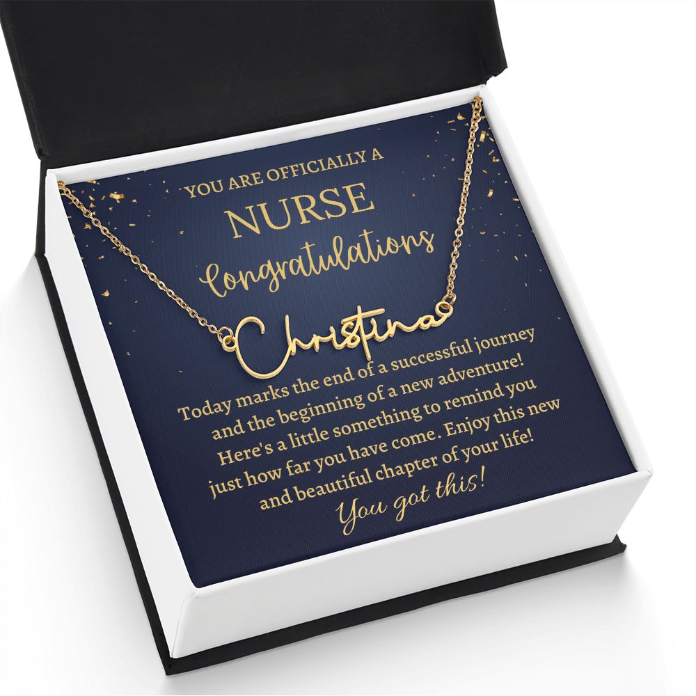 Signature Name Necklace, Graduation gift for Nurse daughter, granddaughter, cousin