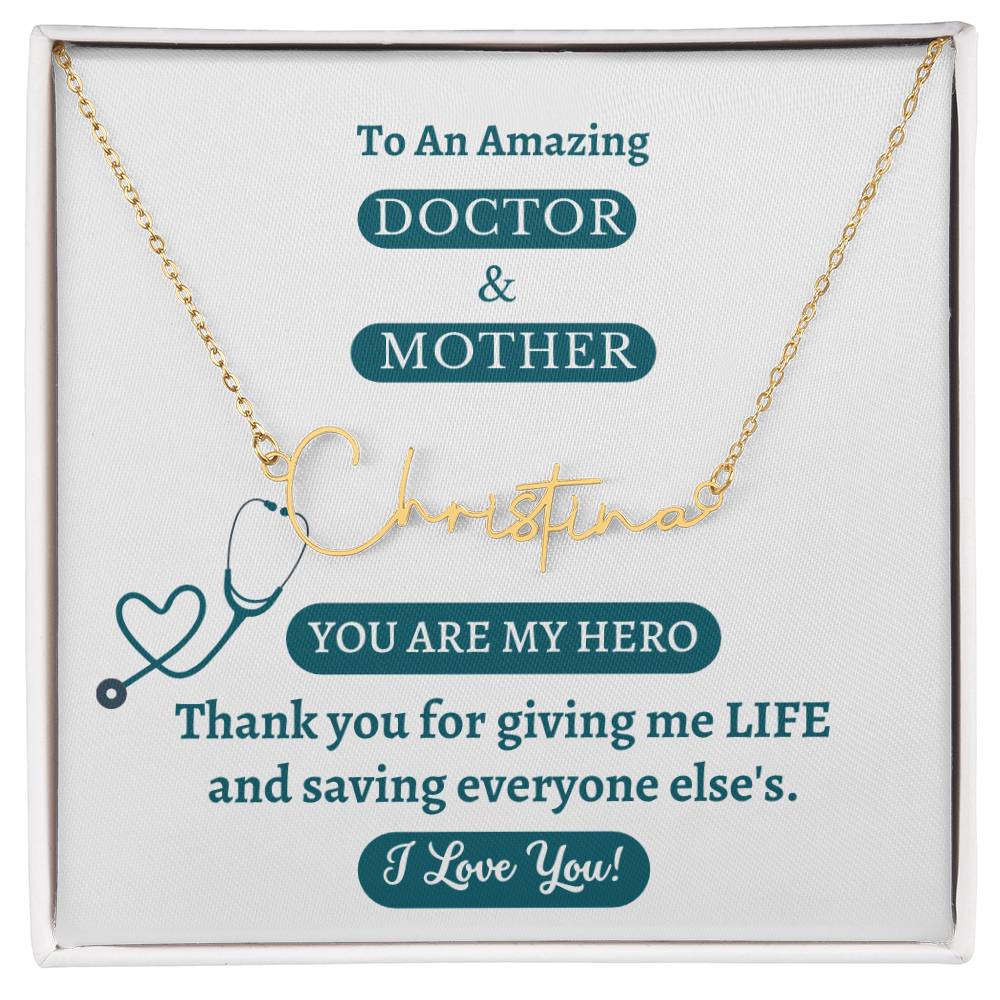 Signature Style Name Necklace, gift for Doctor and Mother, on Mother's Day, her birthday