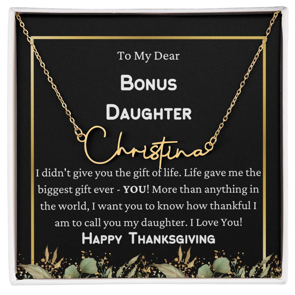 Signature Style Name Necklace, gift for bonus daughter on Thanksgiving