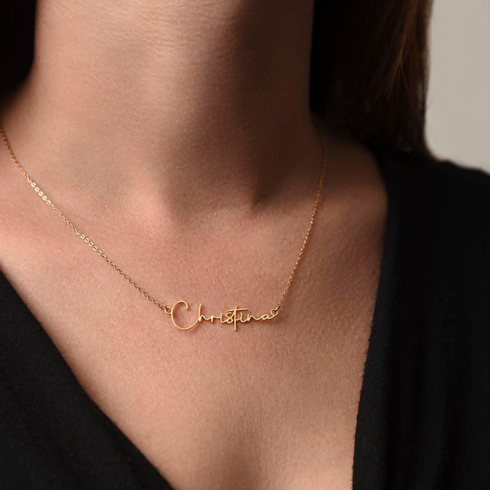 Signature Style Name Necklace, gift for amazing wife, on her birthday, Christmas, Thanksgiving, Valentines Day
