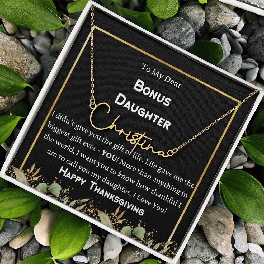 Signature Style Name Necklace, gift for bonus daughter on Thanksgiving