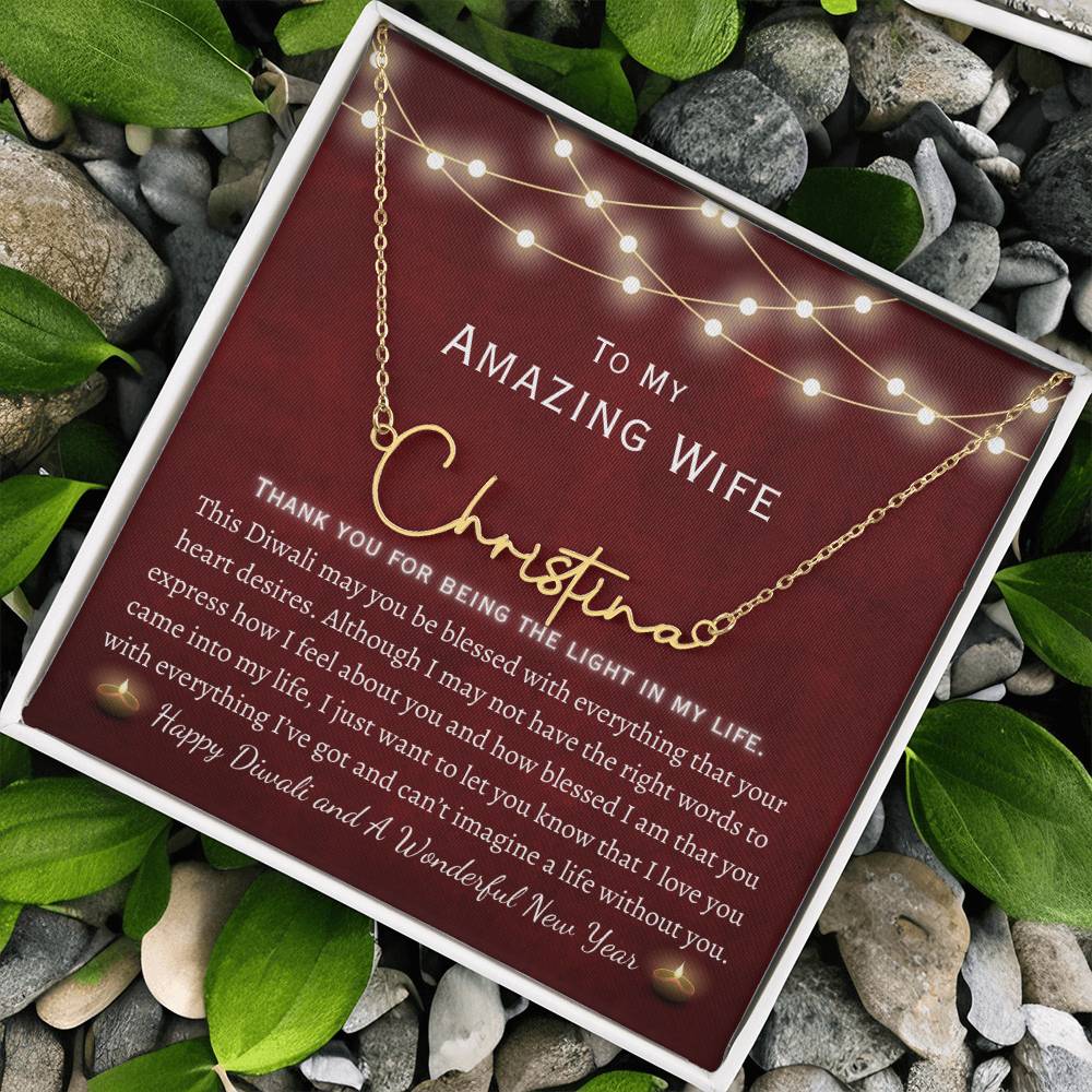 Signature Style Name Necklace, Diwali gift for Wife