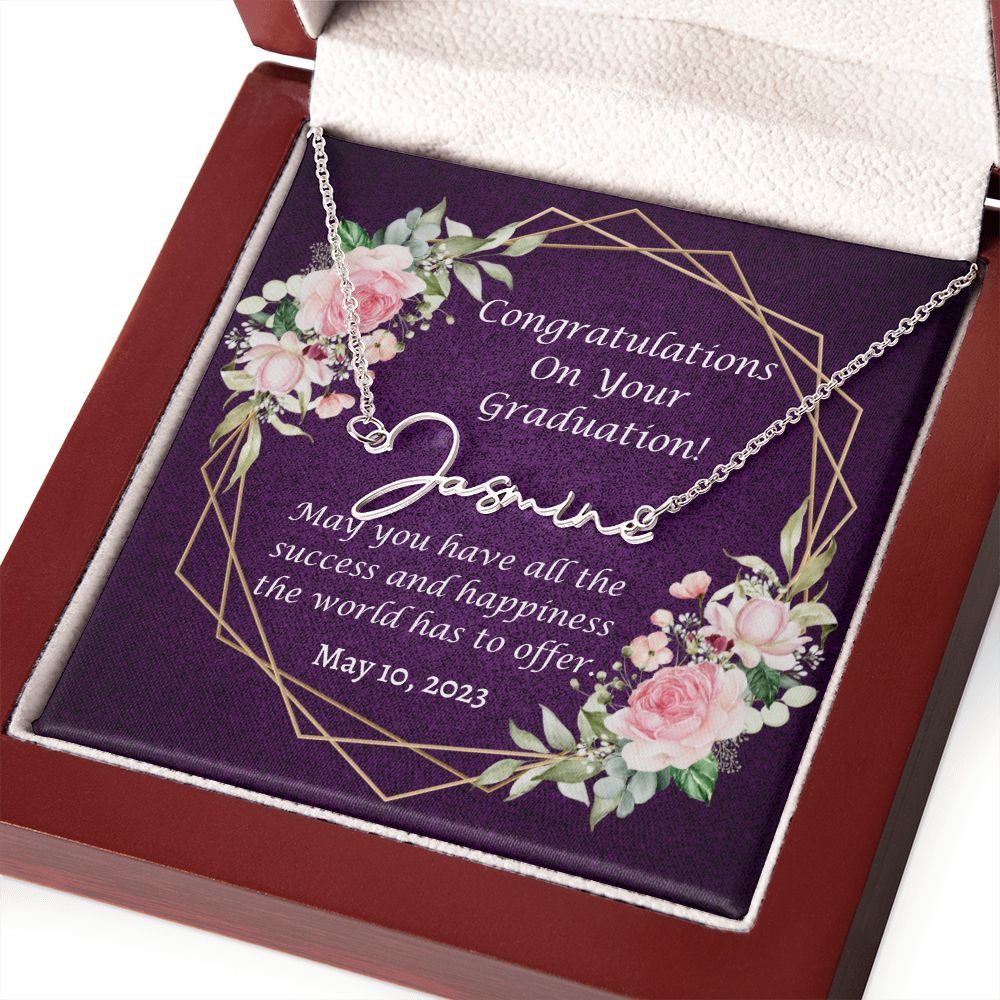 Signature Name Necklace, Graduation Gift for Daughter, Granddaughter, Cousin, Niece, Friend