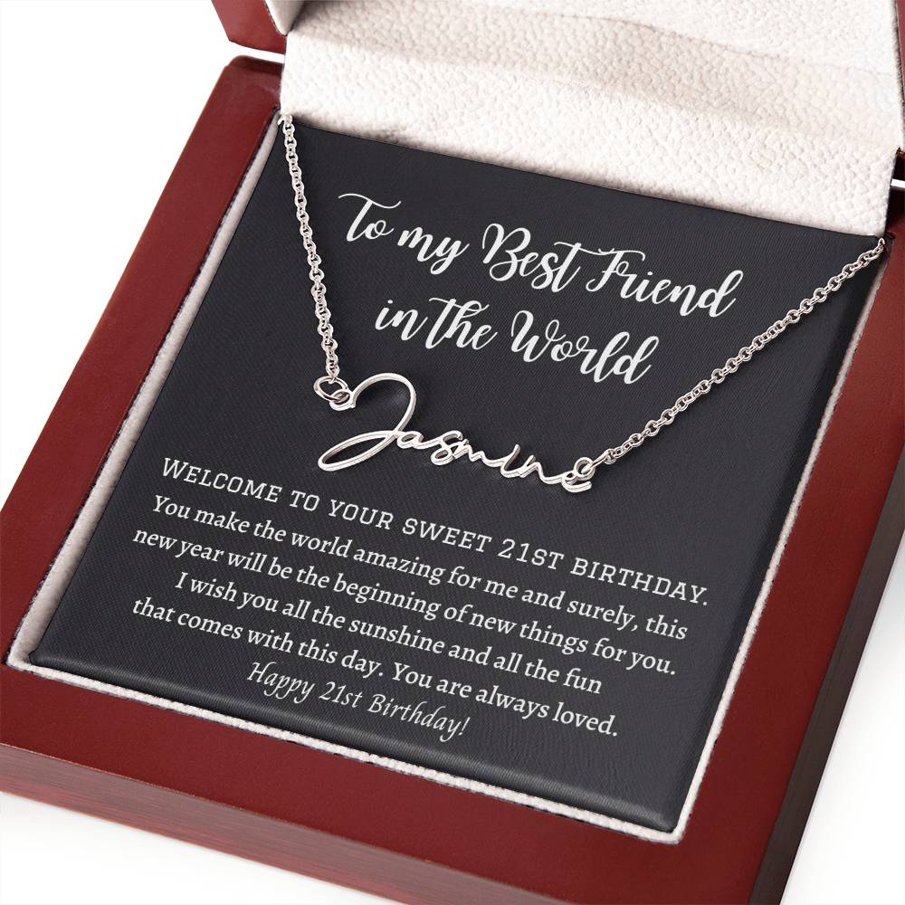 Signature Style Name Necklace, gift for best friend on her 21st birthday