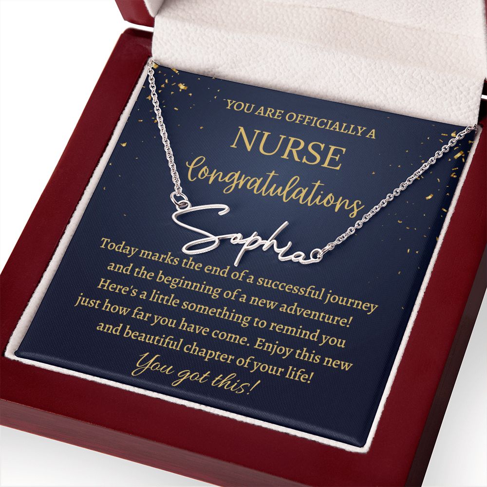 Signature Name Necklace, Graduation gift for Nurse daughter, granddaughter, cousin