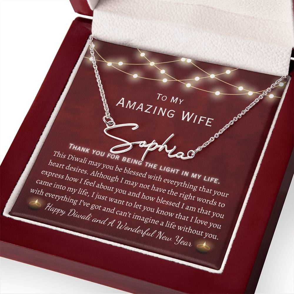 Signature Style Name Necklace, Diwali gift for Wife