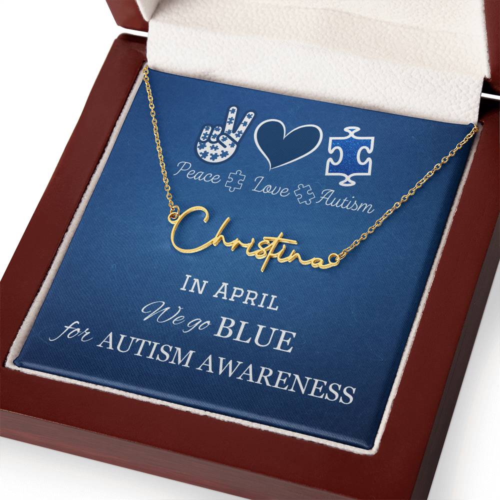 Signature Style Name Necklace, Autism Awareness gift
