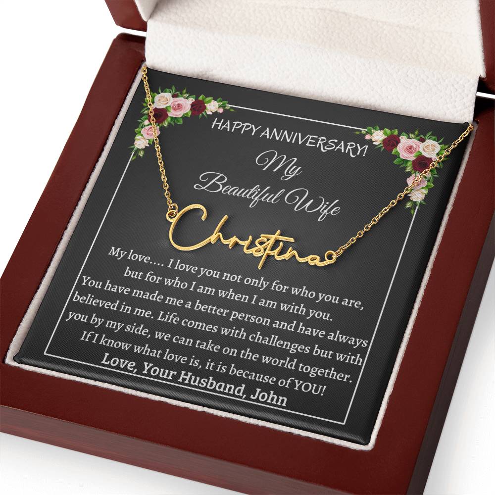 Signature Style Name Necklace, anniversary gift for wife