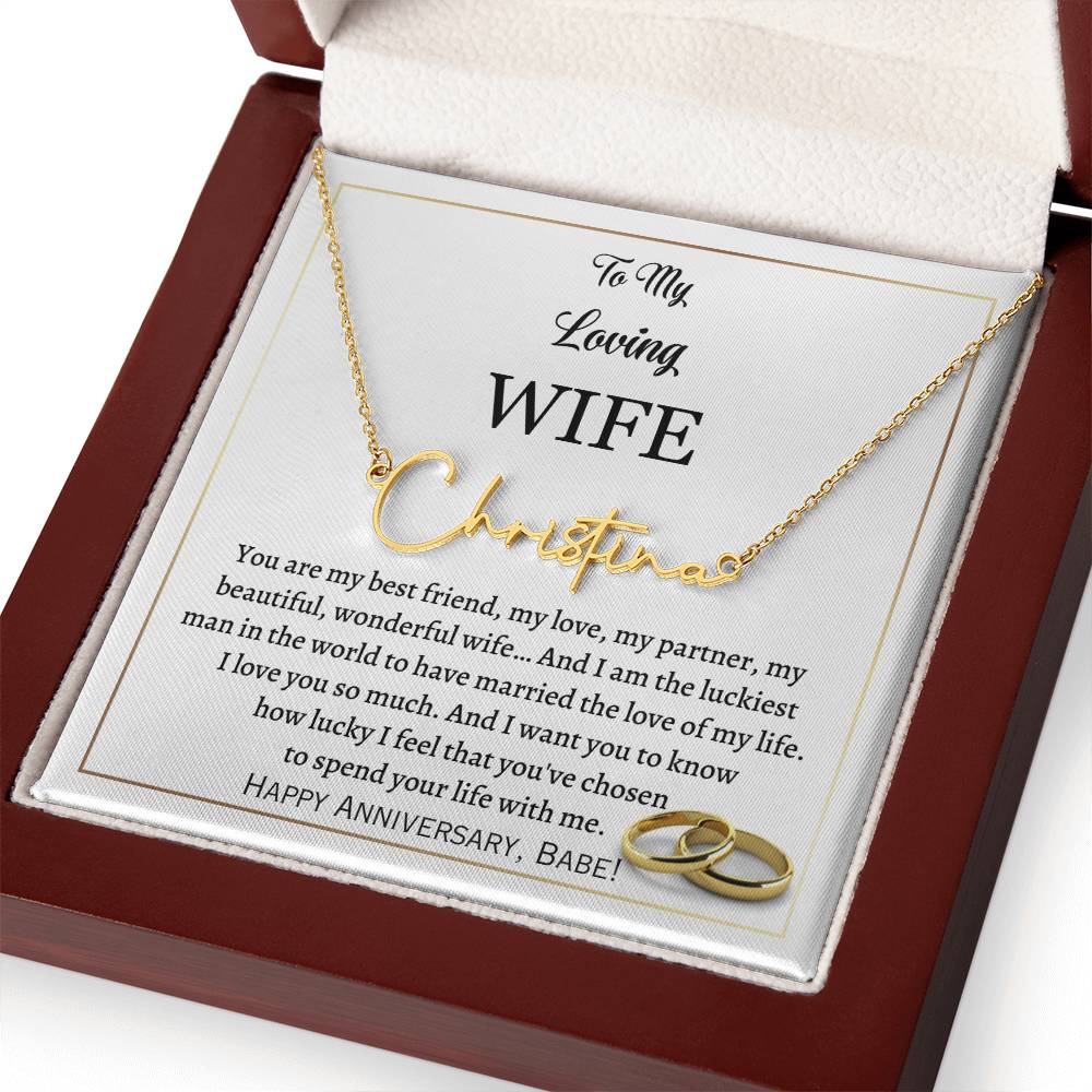 Signature Style Name Necklace, gift for wife on wedding annivertsary