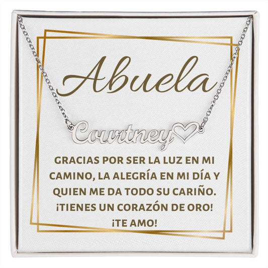 Collar Personalizado con Nombre y Corazon, Heart Name Necklace, regalo para Abuelita, Abuela en su cumpleaños, navidado cualquier día especial