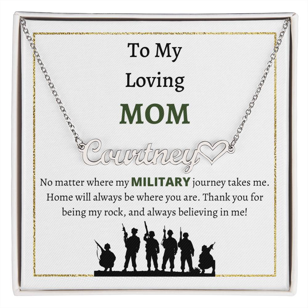 Personalized Heart Name Necklace, gift for military mom for Christmas, Mother's day