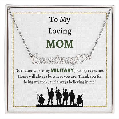 Personalized Heart Name Necklace, gift for military mom for Christmas, Mother's day