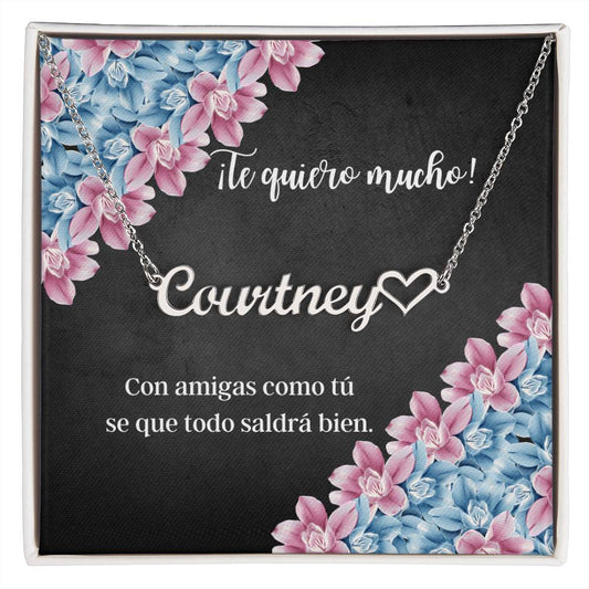 Collar Personalizado con Nombre y Corazon, Regalo Para Amiga, Chica, BFF, Friend en su Cumpleaños, Navidad, Día de la Mujer