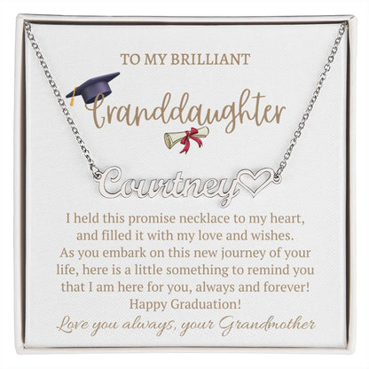 Personalized Heart Name Necklace, graduation gift for granddaughter