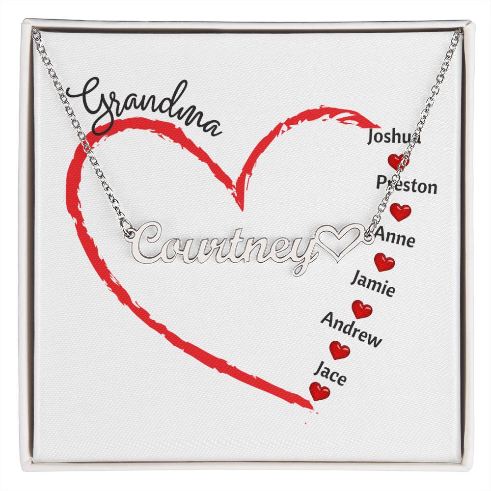 Heart Name Necklace, Christmas gift for Grandma, Grandmother