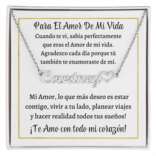 Collar Heart Name Necklace, regalo para el amor de mi vida, novia, esposa, en su cumpleaños, Navidad, aniversario o día de San Valentín