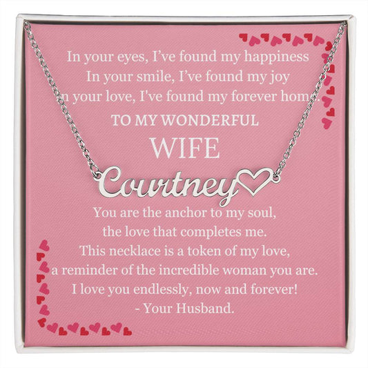 Personalized Heart Name Necklace, gift for wife for Valentine's day, anniversary, birthday, Christmas