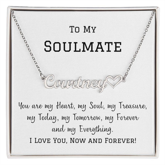 Personalized Heart Name Necklace, gift for soulmate, wife, girlfriend, fiancee on her birthday, Thanksgiving, Christmas