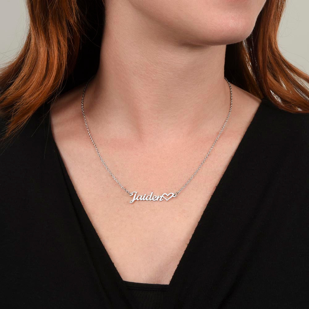 Personalized Heart Name Necklace, gift for granddaughter on her graduation, birthday, space themed