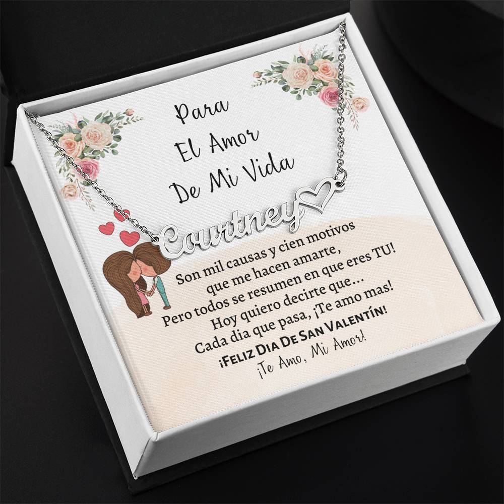 Collar Heart Name Necklace, regalo para esposa, novia en el día de San Valentín, gift for wife, girlfriend on Valentines Day