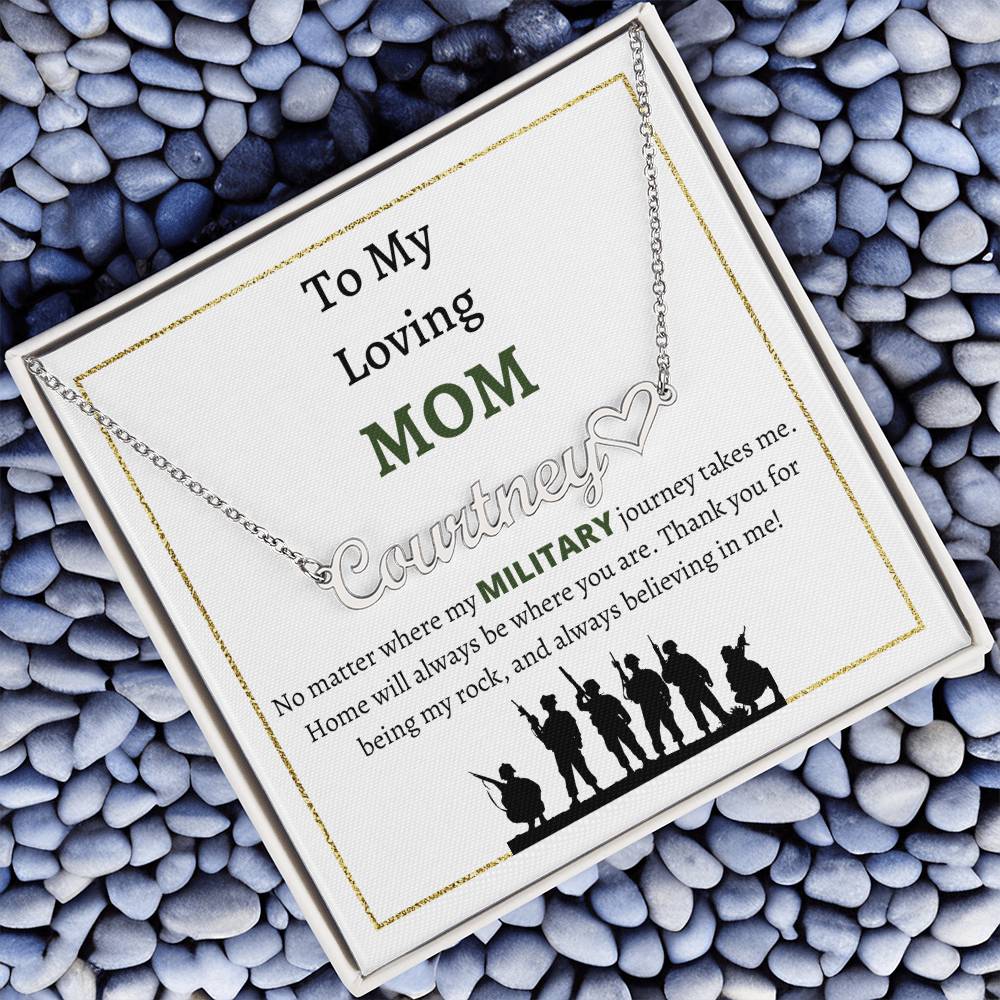 Personalized Heart Name Necklace, gift for military mom for Christmas, Mother's day