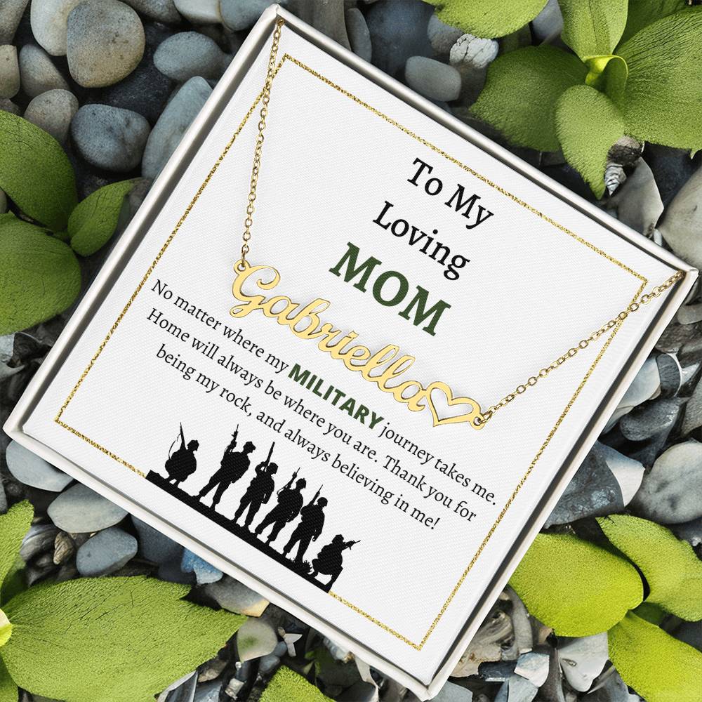 Personalized Heart Name Necklace, gift for military mom for Christmas, Mother's day