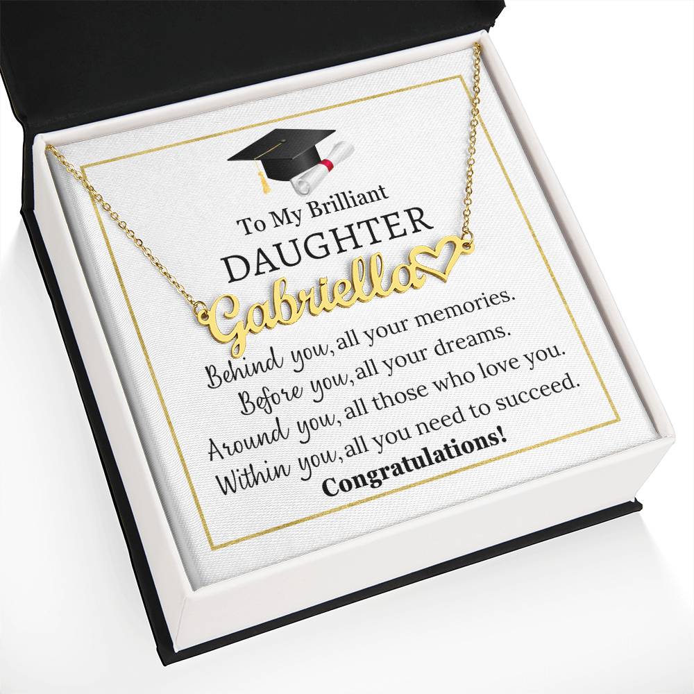 Personalized Heart Name Necklace, graduation gift for brilliant daughter, Class of 2024