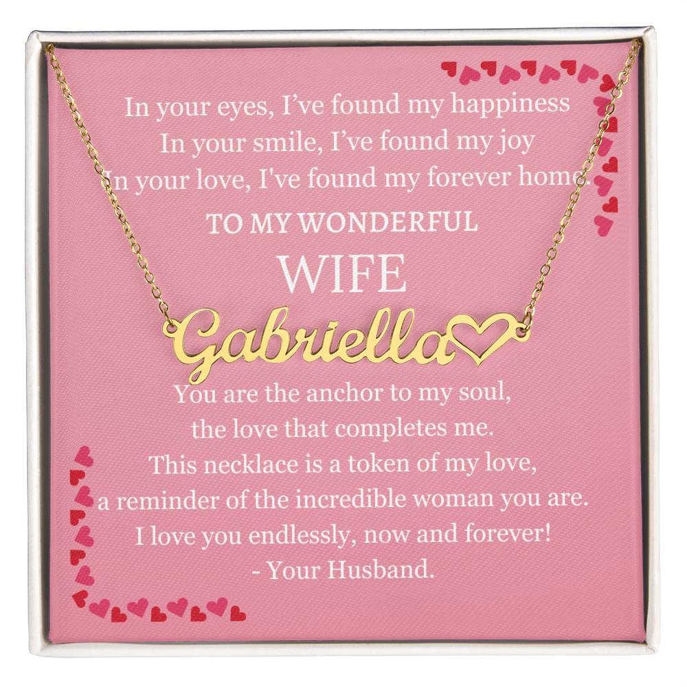 Personalized Heart Name Necklace, gift for wife for Valentine's day, anniversary, birthday, Christmas