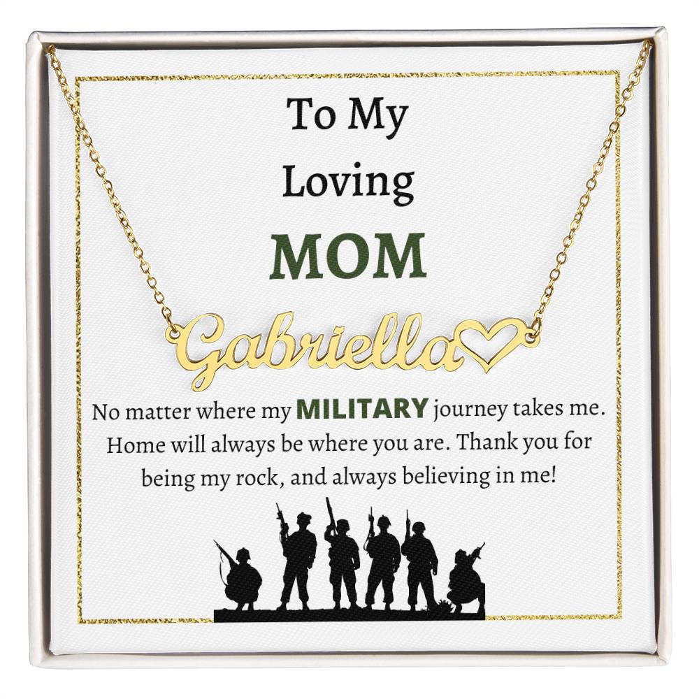 Personalized Heart Name Necklace, gift for military mom for Christmas, Mother's day