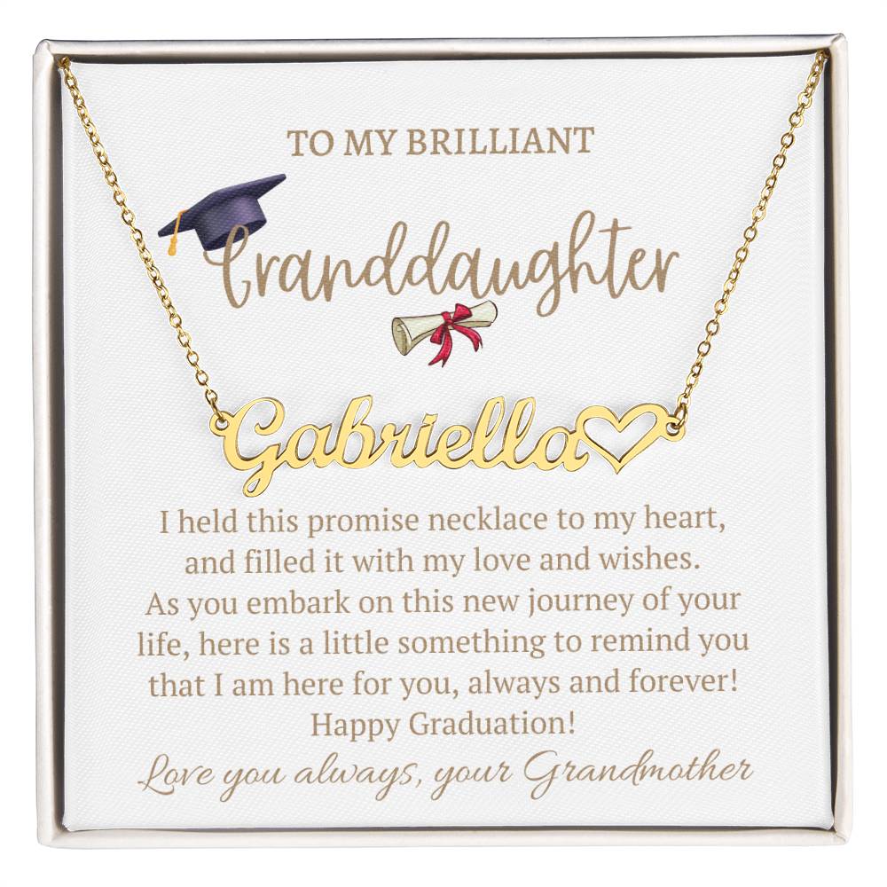 Personalized Heart Name Necklace, graduation gift for granddaughter