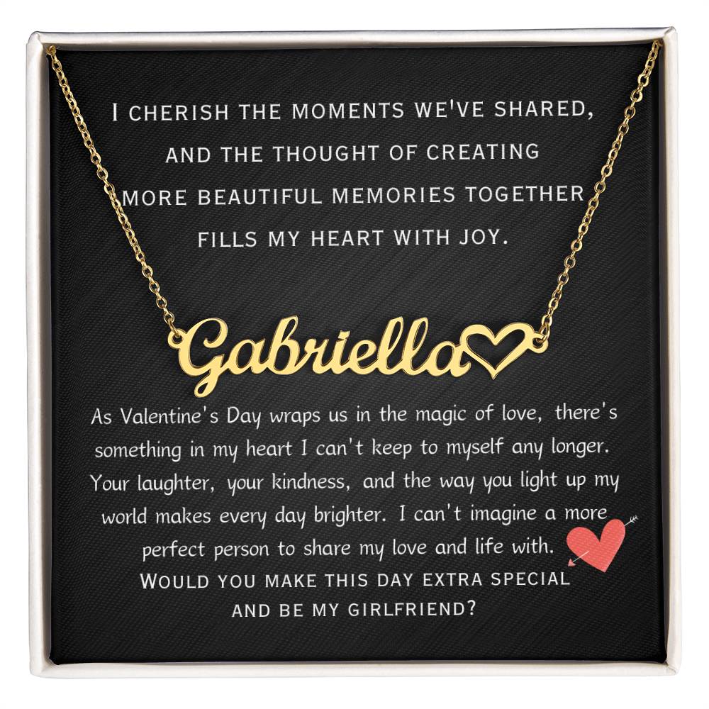 Personalized Heart Name Necklace, gift for valentine's day proposal for girlfriend