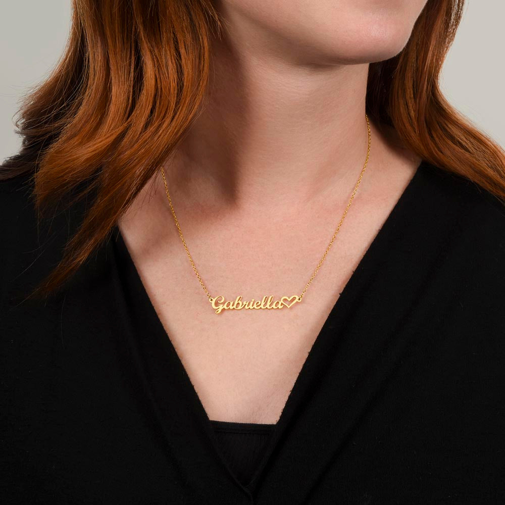 Heart Name Necklace, gift for Godmother for thanksgiving, Christmas, her birthday, mother's day