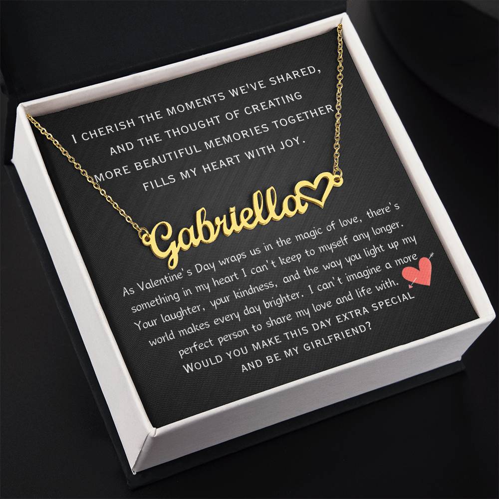 Personalized Heart Name Necklace, gift for valentine's day proposal for girlfriend