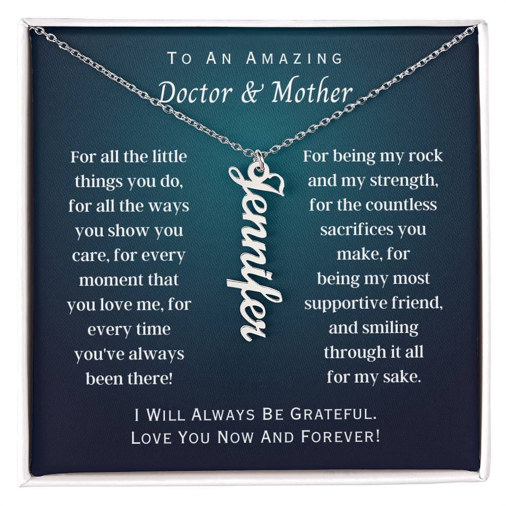 Personalized Vertical Name Necklace, gift for Doctor and Mother, on Mother's Day, her birthday