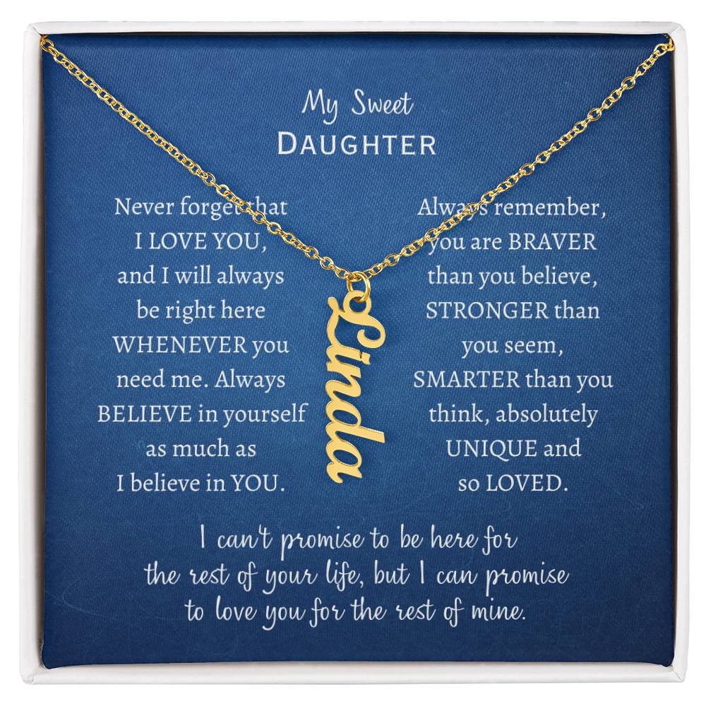 Personalized Vertical Name Necklace, Encouragement necklace, birthday necklace for Dauighter