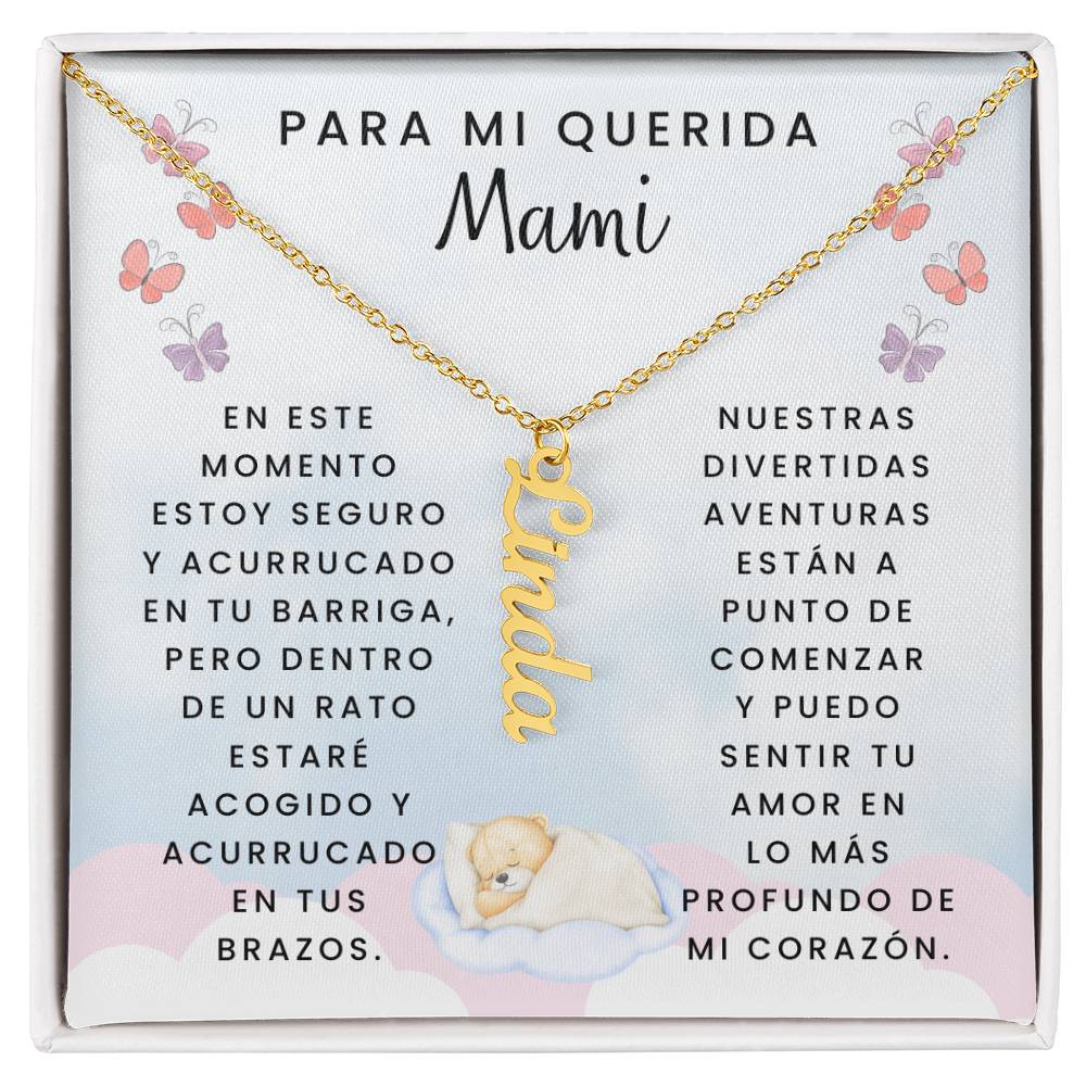 Collar Personalized Vertical Name Necklace, regalo para Esposa Embrazada, New Mommy Gift Necklace, Nueva Mamá