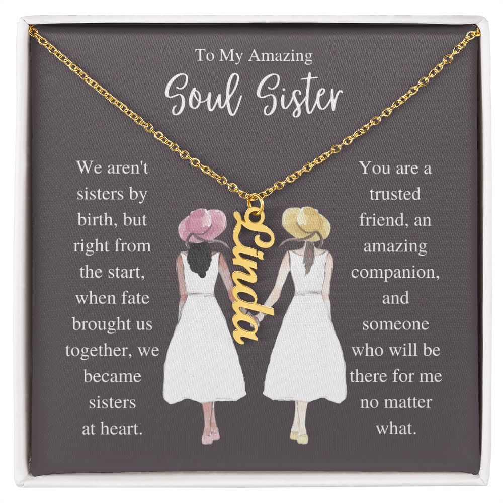 Vertical Name Necklace, gift for Soul sister, best friend on her birthday, friendship day