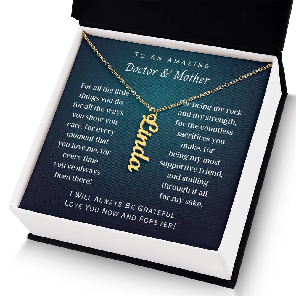 Personalized Vertical Name Necklace, gift for Doctor and Mother, on Mother's Day, her birthday
