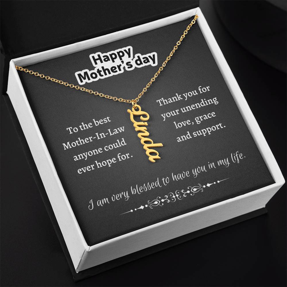 Personalized Vertical Name Necklace, gift for Mother in law for Mother's Day