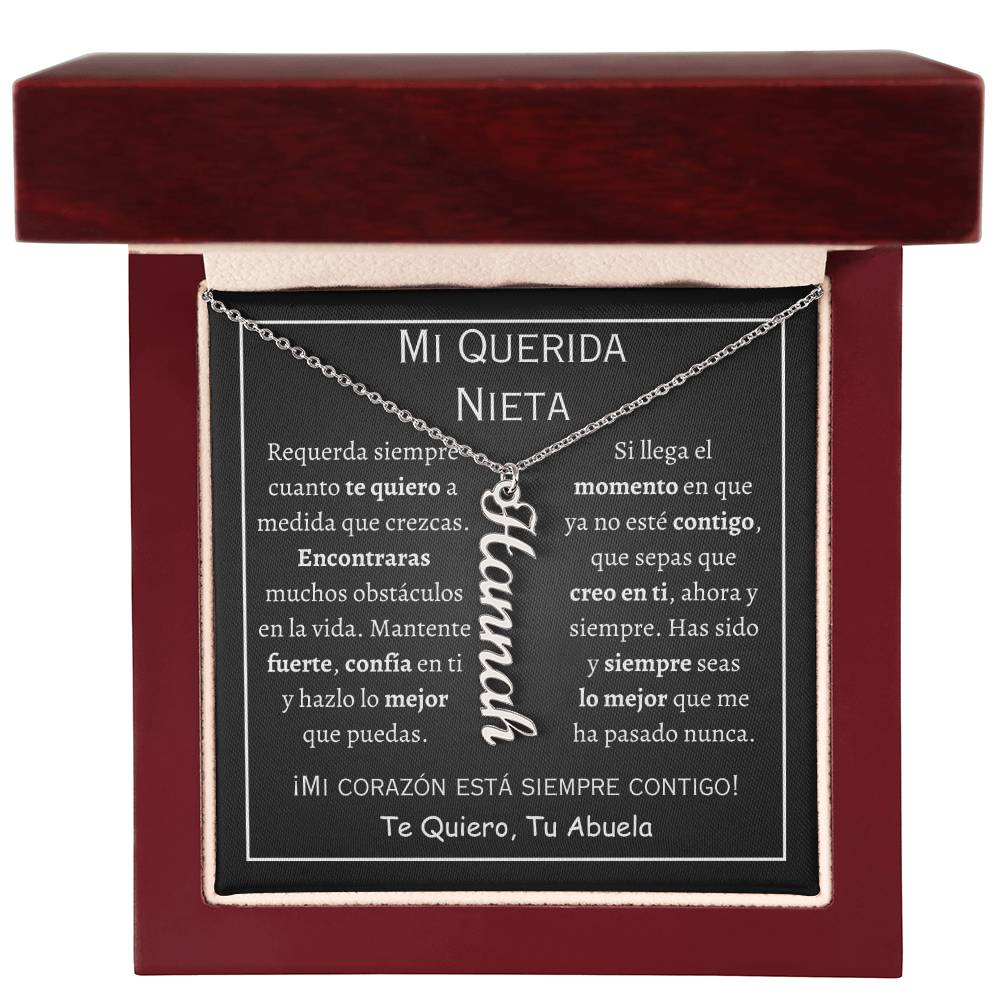 Collar Personalized Vertical Name Necklace, regalo para nieta para navidad, reyes