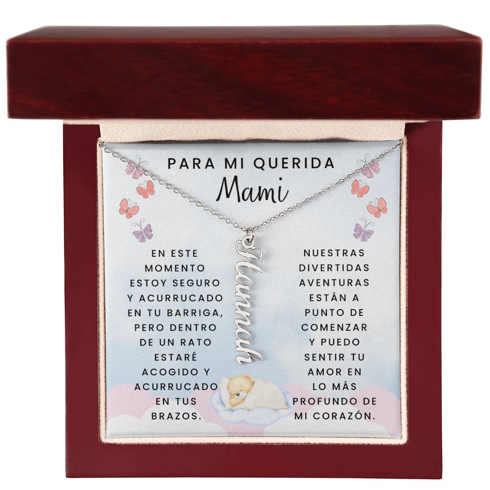 Collar Personalized Vertical Name Necklace, regalo para Esposa Embrazada, New Mommy Gift Necklace, Nueva Mamá