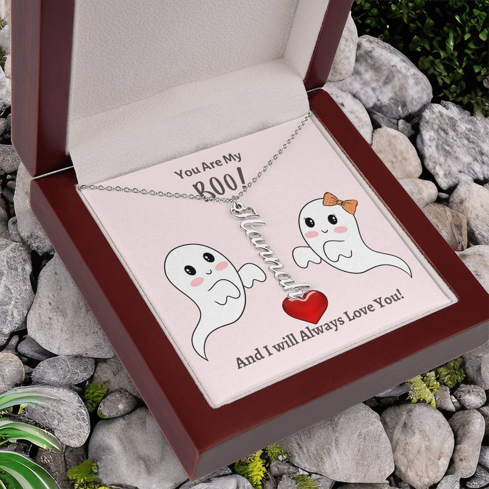 Personalized Vertical Name Necklace, gift for boo, girlfriend, wife, soulmate for Halloween