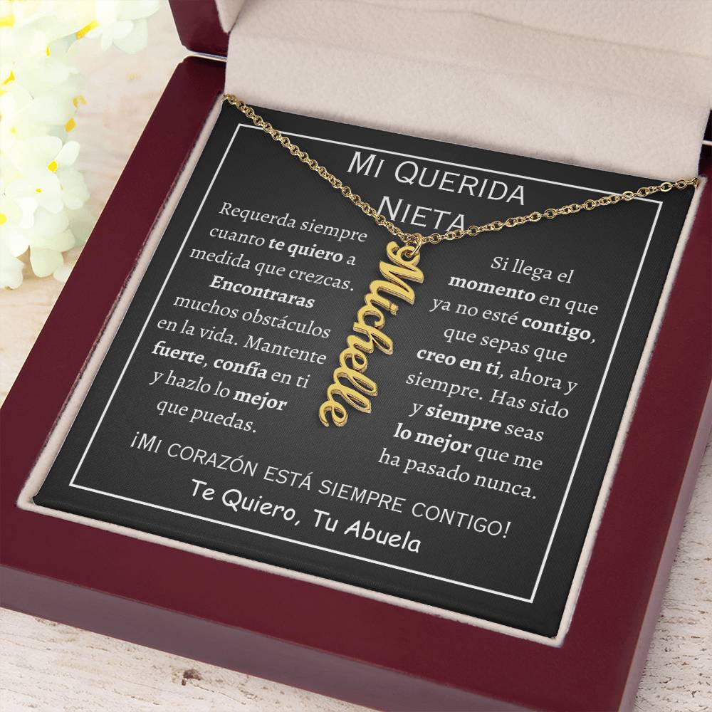 Collar Personalized Vertical Name Necklace, regalo para nieta para navidad, reyes