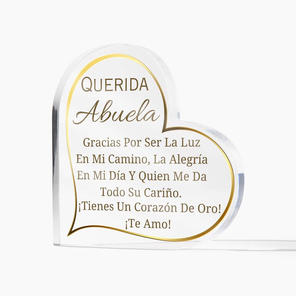 Printed Heart Shaped Acrylic Plaque, gift for grandmother for Thanksgiving, Christmas. Regalo para abuela para navidad