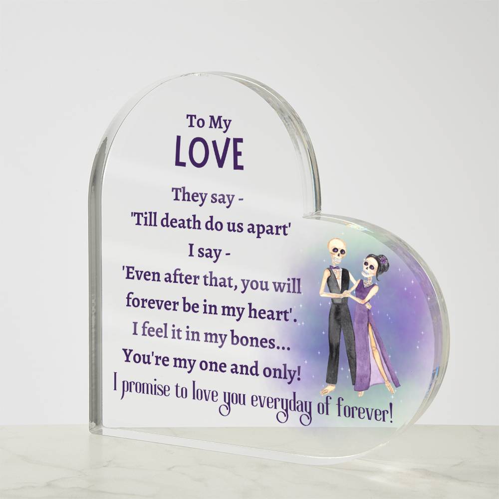 Printed Heart Shaped Acrylic Plaque, gift for wife for Halloween