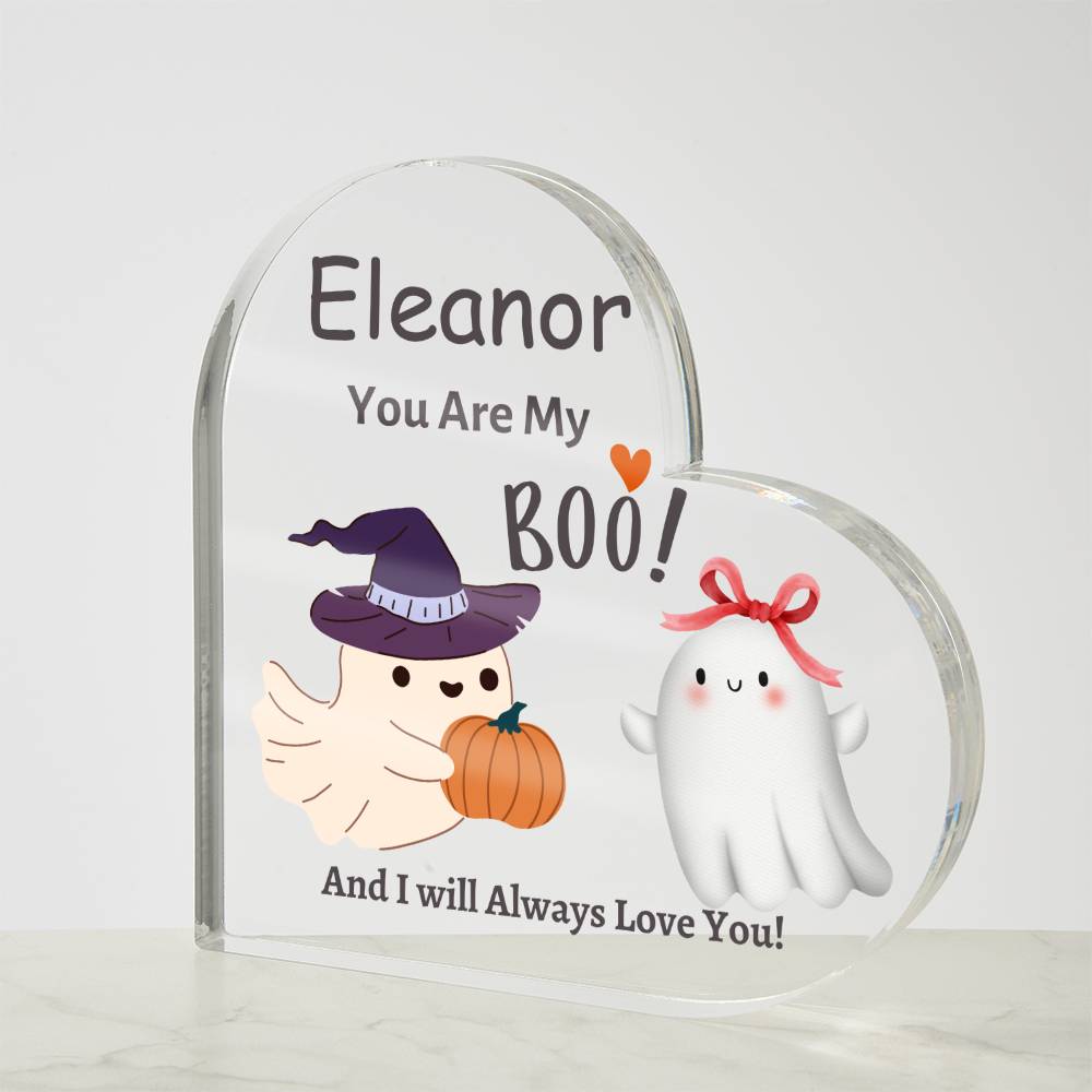 Printed Heart Shaped Acrylic Plaque, gift for boo, girlfriend, wife, husband, boyfriend for Halloween