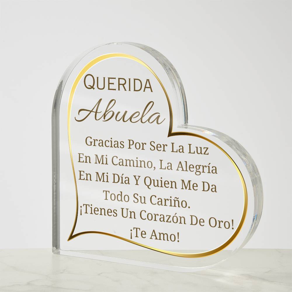 Printed Heart Shaped Acrylic Plaque, gift for grandmother for Thanksgiving, Christmas. Regalo para abuela para navidad